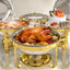 FEMCHIC 6.5QT Gold Chafing Dishes for Buffet 2/4 Pack, Chafing Dish Buffet Set Stainless Steel, Round Chafing Dishes with Glass Lid & Lid Holder, Smooth Mirror Polish for Party Events Wedding