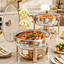 FEMCHIC 6.5QT Chafing Dish Buffet Set 2/4 Pack, Rose Gold Stainless Steel Round Buffet Server Food Warmer w/ Glass Lid & Lid Holder for Parties Catering Events Weddings Banquets