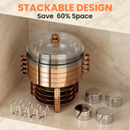 FEMCHIC 6.5QT Chafing Dish Buffet Set 2/4 Pack, Rose Gold Stainless Steel Round Buffet Server Food Warmer w/ Glass Lid & Lid Holder for Parties Catering Events Weddings Banquets