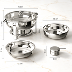 FEMCHIC 6.5QT Chafing Dish Buffet Set 2/4 Pack, Stainless Steel Round Buffet Server Food Warmer w/ Glass Lid & Lid Holder for Parties Catering Events Weddings Banquets