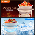 FEMCHIC 6.5QT Chafing Dish Buffet Set 2/4 Pack, White Maifanite-Coated Stainless Steel Round Buffet Server Food Warmer w/ Glass Lid & Lid Holder for Parties Catering Events Weddings Banquets