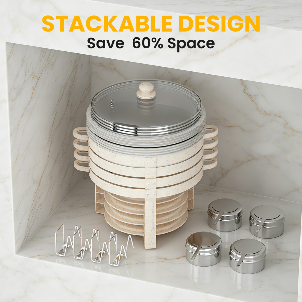 FEMCHIC 6.5QT Chafing Dish Buffet Set 2/4 Pack, White Maifanite-Coated Stainless Steel Round Buffet Server Food Warmer w/ Glass Lid & Lid Holder for Parties Catering Events Weddings Banquets