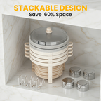 FEMCHIC 6.5QT Chafing Dish Buffet Set 2/4 Pack, White Maifanite-Coated Stainless Steel Round Buffet Server Food Warmer w/ Glass Lid & Lid Holder for Parties Catering Events Weddings Banquets