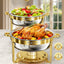 FEMCHIC 6.5QT Gold Chafing Dishes for Buffet 2/4 Pack, Chafing Dish Buffet Set Stainless Steel, Round Chafing Dishes with Glass Lid & Lid Holder, Smooth Mirror Polish for Party Events Wedding