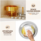 FEMCHIC 6.5QT Gold Chafing Dishes for Buffet 2/4 Pack, Chafing Dish Buffet Set Stainless Steel, Round Chafing Dishes with Glass Lid & Lid Holder, Smooth Mirror Polish for Party Events Wedding