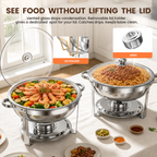 FEMCHIC 9QT Silver Chafing Dishes for Buffet 2/4 Pack, Chafing Dish Buffet Set Stainless Steel, Round Chafing Dishes with Glass Lid & Lid Holder, Smooth Mirror Polish for Party Events Wedding