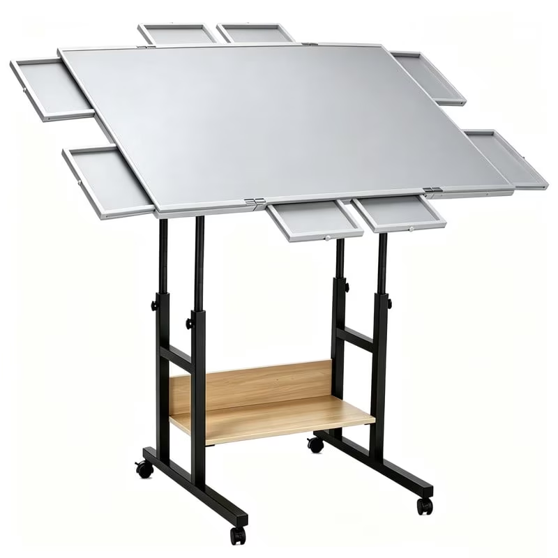 FEMCHIC 1500 Pieces Puzzle Table with 4 Wheels 360° Rotating Tabletop, Jigsaw Puzzle Table Adjustable in Height Angle, Puzzle Board Table with 8 Drawers, Legs, Cover, Easy Sorting for Adults Families