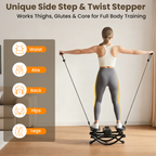 FEMCHIC Rocking Stepper for Exercise, Low-Impact Stepper Machine, Portable Lateral Stepper with Resistance Bands, LCD Display, Non-Slip Mat for Home Workout
